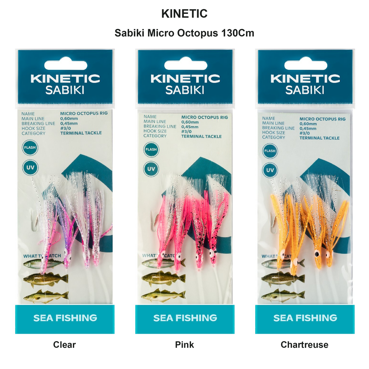 Farveoversigt – Kinetic Sabiki Micro Octopus 130Cm