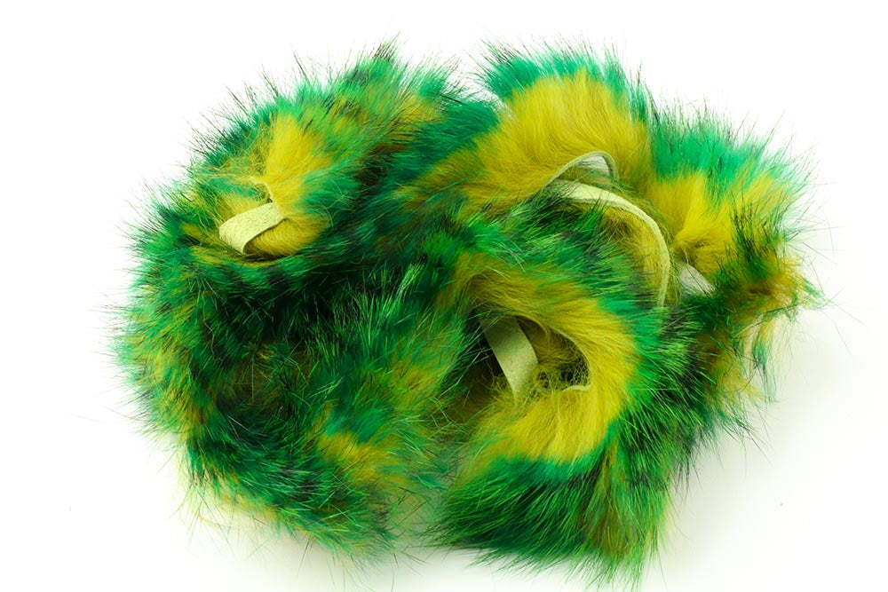 Tiger Barred Magnum Rabbit Strips - Green/ Brown over Olive