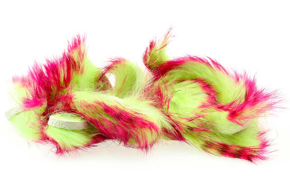 Tiger Barred Rabbit Strips - Hot Pink/ Brown over Chartreuse