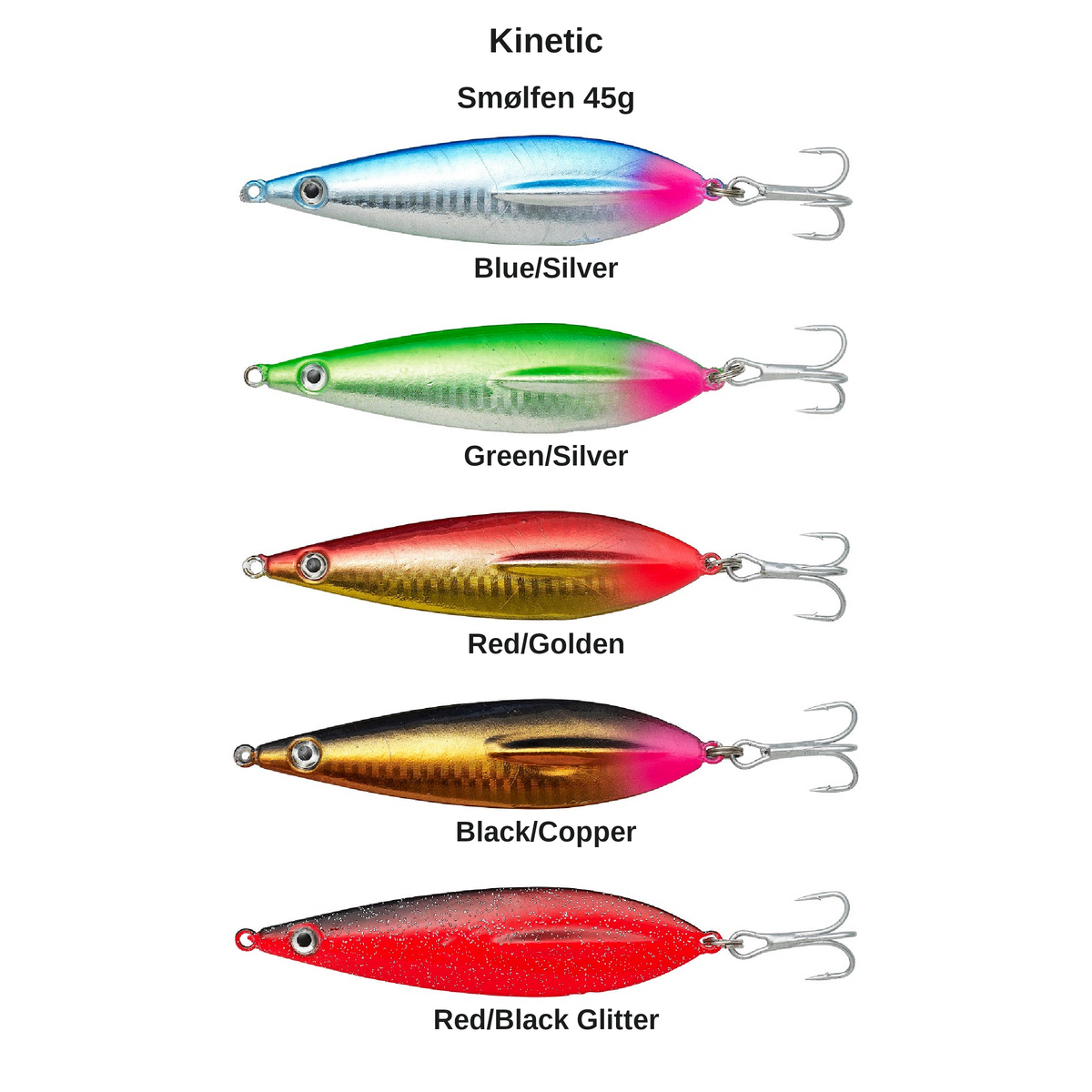 Kinetic Smølfen 45g – farveoversigt med 5 farver